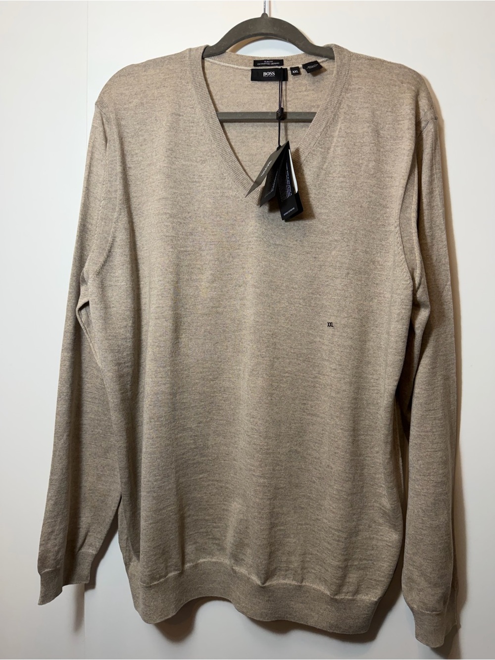 NWT BOSS Men's V-Neck Sweater in Light Beige